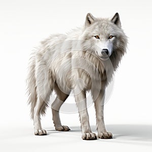 Realistic 3d Render Of White Wolf On White Background photo