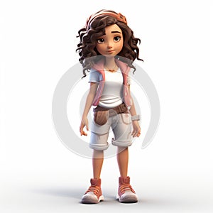 Realistic 3d Render Of Zoe, A Cartoon Character With Curly Hair