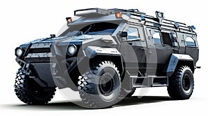 Realistic 3d Rendering Of Black Assault Vehicle - Ingrid Baars Style