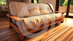 Realistic 3d Rendering Of Futon In Living Room