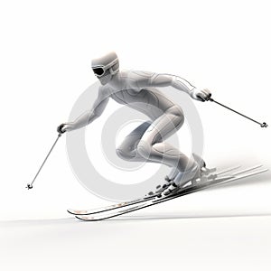 Realistic 3d Rendering Of A Male Skier In White Suit