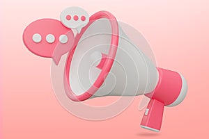 Realistic 3D rendering of a pink and white megaphone