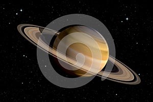 Realistic 3d rendering of Saturn planet