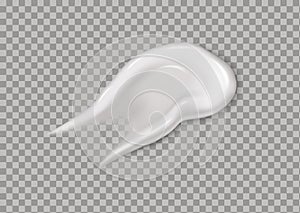 Realistic 3D smear of white cream on an isolated transparent background