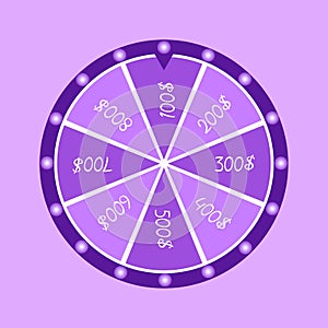 Realistic 3d spinning fortune wheel, lucky roulette vector illustration.
