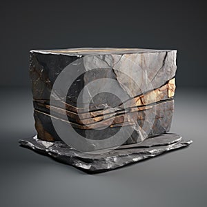 Realistic 3d Stone Block Model With Dramatic Lighting