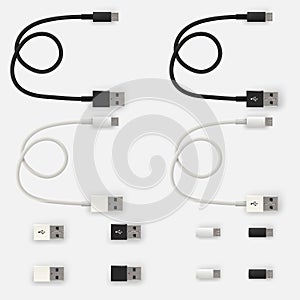 Realistic 3D USB micro cables and connectors