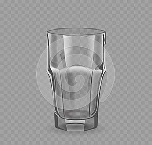 Realistic 3d Vector Glass Mockup. Transparent, Cylindrical Vessel, Made Of Clear Glass With A Smooth Surface