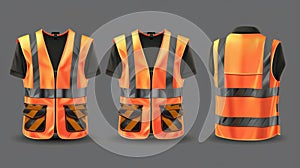 This is a realistic 3D waistcoat with reflectors and pockets that can be worn by construction workers, drivers, and road