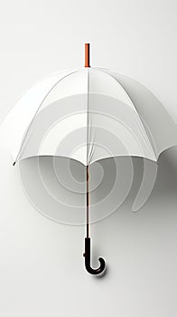 Realistic 3D white blank umbrella icon isolated for branding mock ups Front view