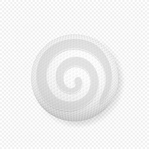 Realistic 3d white classic golf ball icon closeup isolated on transparency grid background. Vector stock illustration