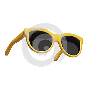 Realistic 3d yellow sunglasses on white background. Summertime object. Vector illustration.