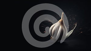 Realistic 8k Garlic Photo On Dark Minimalist Background