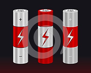 Realistic AA Type Battery. Vector Set