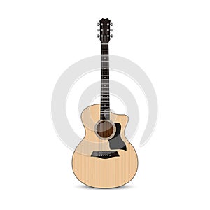 Realistic acoustic guitar isolated on white background, vector