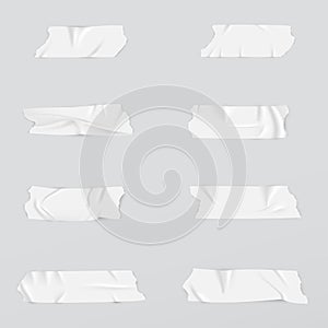 Realistic adhesive tape collection. Sticky scotch tape of different sizes. Vector illustration.