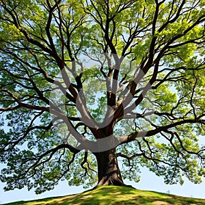 Realistic AI Generated Green Tree on White Background