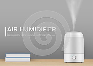 Realistic air humidification home climate control water vapor for clean moisturizing banner vector