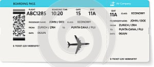 Realistic airline ticket or boarding pass design