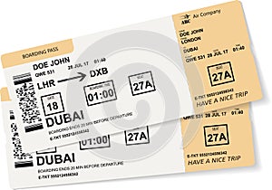 Realistic airline ticket or boarding pass design