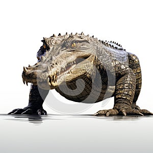 Realistic Alligator On White Background: Hyper-detailed Rendering