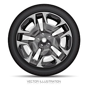 Realistic alloy wheel car tire style sport on white background vector