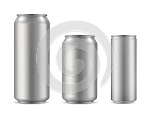 Realistic aluminium can set, soda drink container