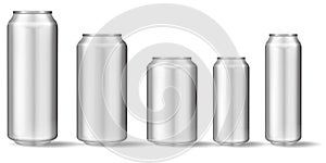Realistic aluminum can on white background