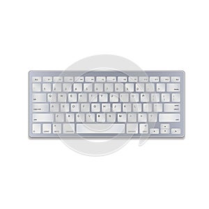 Realistic aluminum computer keyboard isolated on white background. Vector illustration. EPS10.