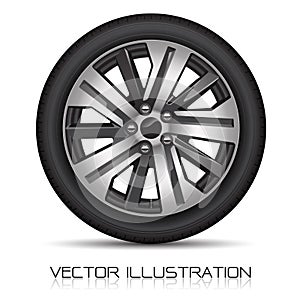 Realistic aluminum wheel car tire style sport on white background vector