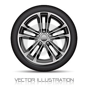 Realistic aluminum wheel car tire style sport on white background vector