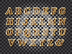 Realistic amber glass font