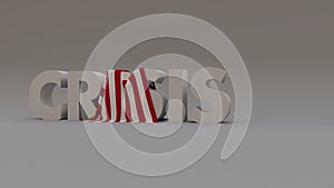 realistic american flag on crisis lettering, 3d render