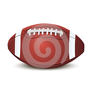 Realistic american football ball on white background