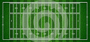 Realistic American football field background top view with grass texture