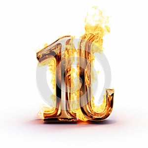 Realistic Anamorphic Art: Number 11 In Flames Isolated On White