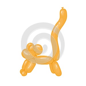 Realistic animal-shaped twisted balloon, cute funny monkey toy for kids birthday party. Helium latex ballon. Colored photo