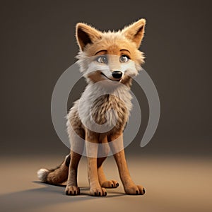 Realistic Animated Film Prop: Detailed Fox Character On Brown Background