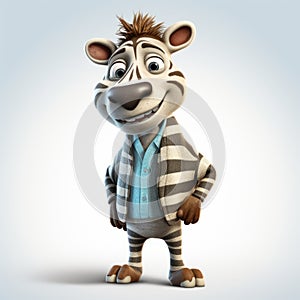 Realistic Animated Zebra Character In Tiago Hoisel Style