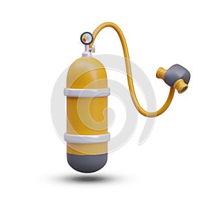 Realistic aqualung with tube with mask. Concept of item for supplying oxygen to scuba divers photo