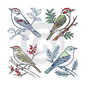 Realistic Arctic Warbler Bird Illustration