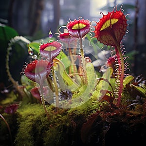 Realistic art style showcasing the world of carnivorous plants