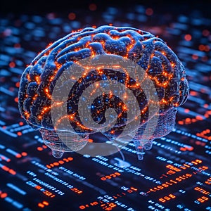 A realistic artificial intelligence (AI) brain made from digital circuits