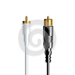 Realistic Audio And Video Wire Plug Set Vector