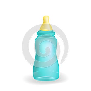 Realistic baby bottle milk realistic images with beaker and shadows. Isolated on white background. vector illustration