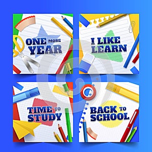 realistic back school banners collection vector design illustration