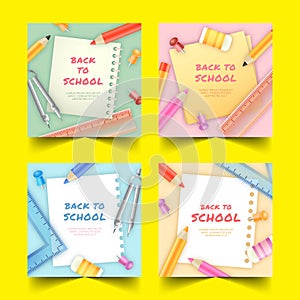 realistic back school banners collection vector design illustration