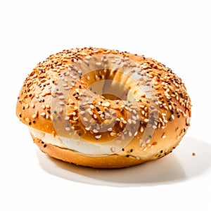 Realistic Bagel On White Surface: 32k Uhd Cross Processing