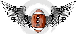 Realistic ball for American football with black wings emblem vector