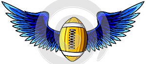 Realistic ball for American football with black wings emblem vector